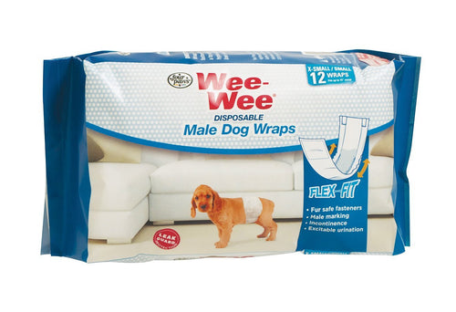 Four Paws Wee-Wee Products Disposable Male Dog Wraps (12 Pack)  Small